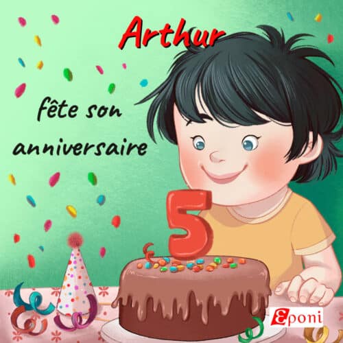 Joyeux Anniversaire 4 Ans. Illustration Festive Colorée Pour La