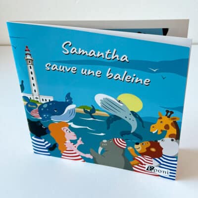 Livre pour enfants sur les baleines posé debout