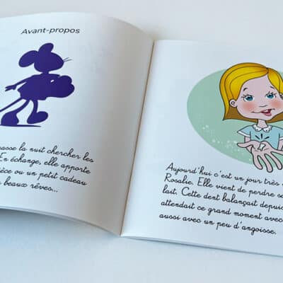 Livre personnalisé sur les dents de lait ouvert