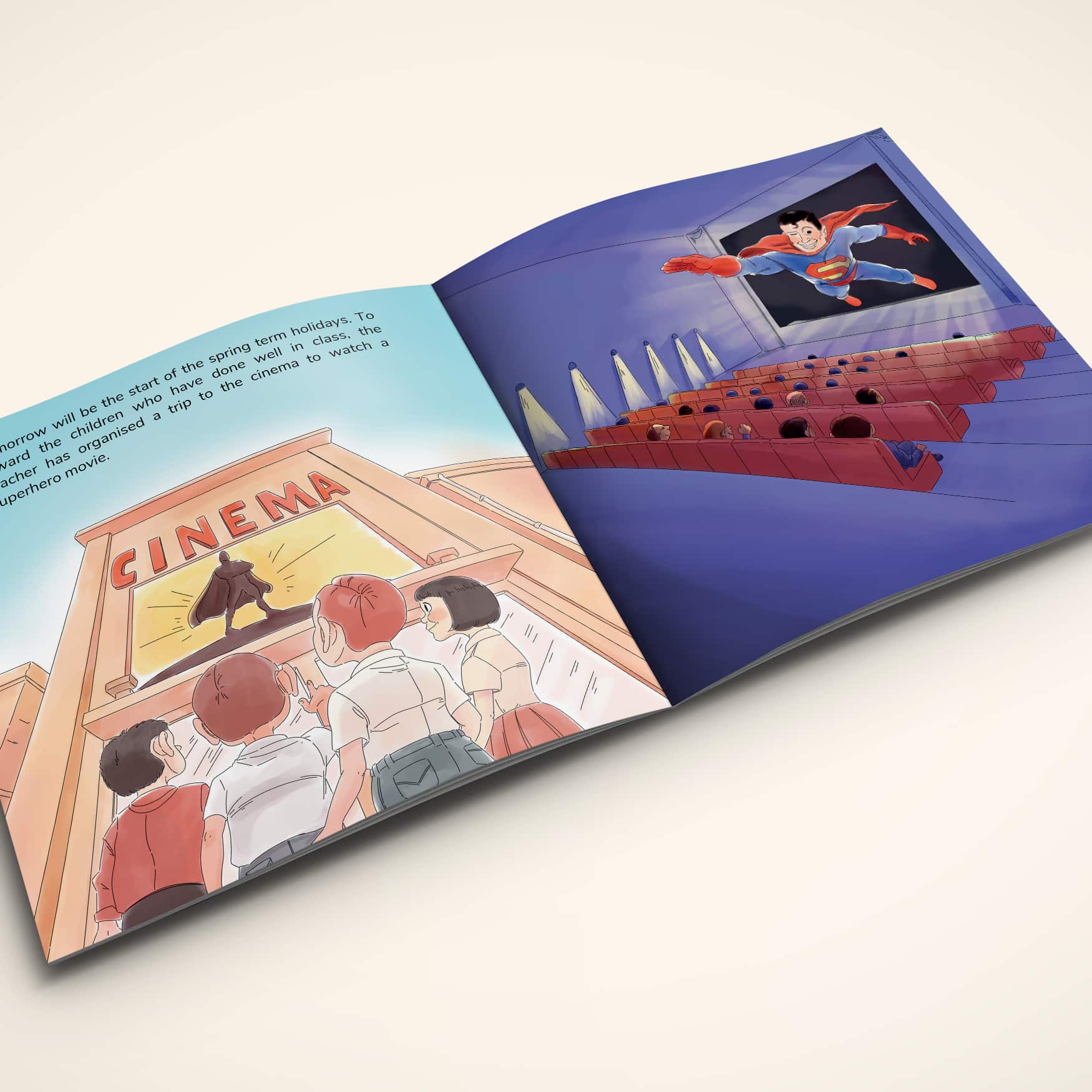 Livre personnalisé de super-héros en anglais ouvert