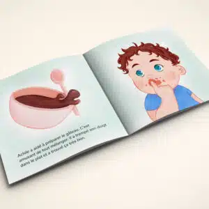 Livre personnalisé ouvert sur l'anniversaire de bébé