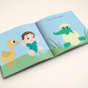 Livre personnalisé ouvert pour un bébé