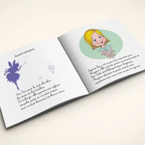 Livre personnalisé ouvert sur la fée des dents